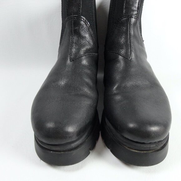 SAYDO Black Leather Lugged Sole Platform Chelsea Boots Ankle Booties EU 36 US 6 - Picture 3 of 12